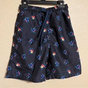 Kailua Surf Boy’s Size 10-12 Navy Blue w/ Colorful Turtles Swim Trunks